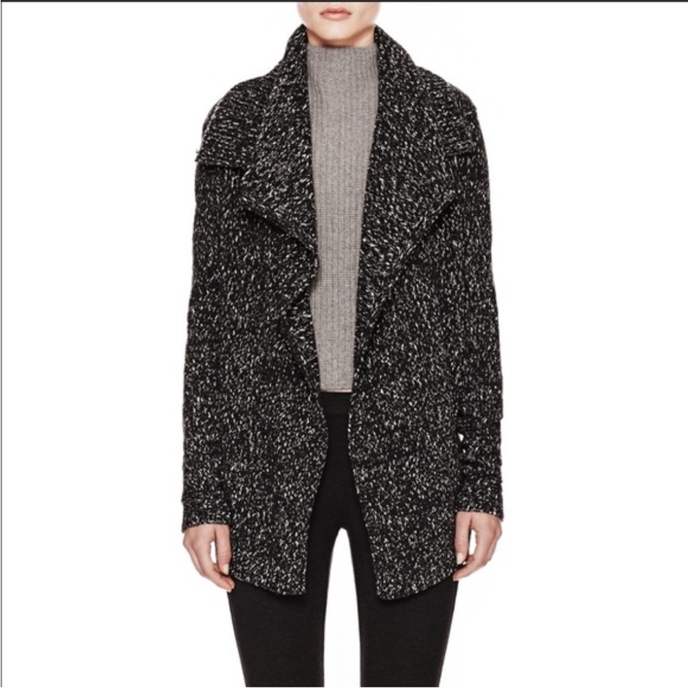 Theory Winxie G Chunky Oversized Wool Shawl Cardigan Size medium‎ black marled